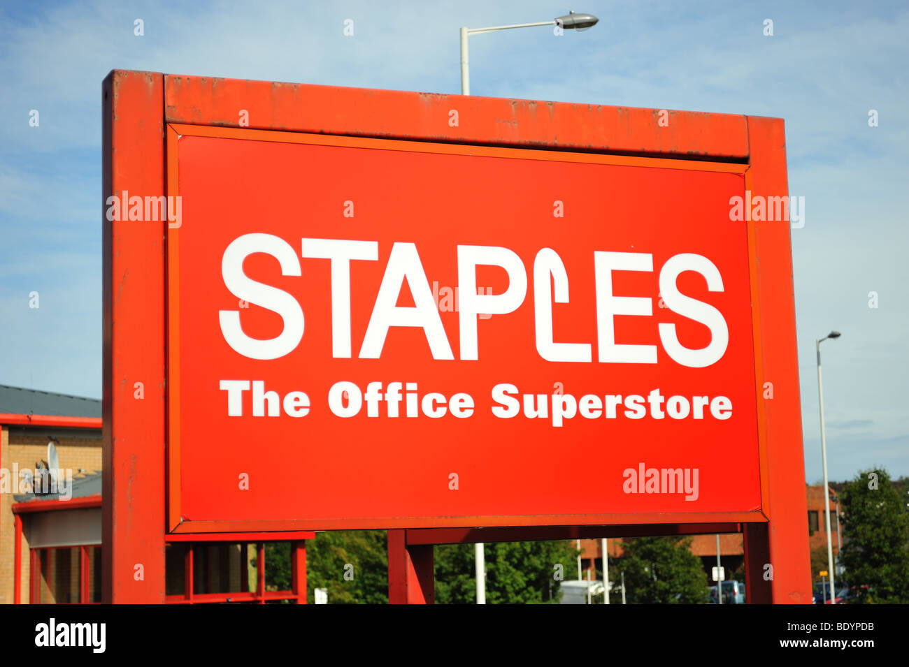 Staples Sign in Luton Stock Photo