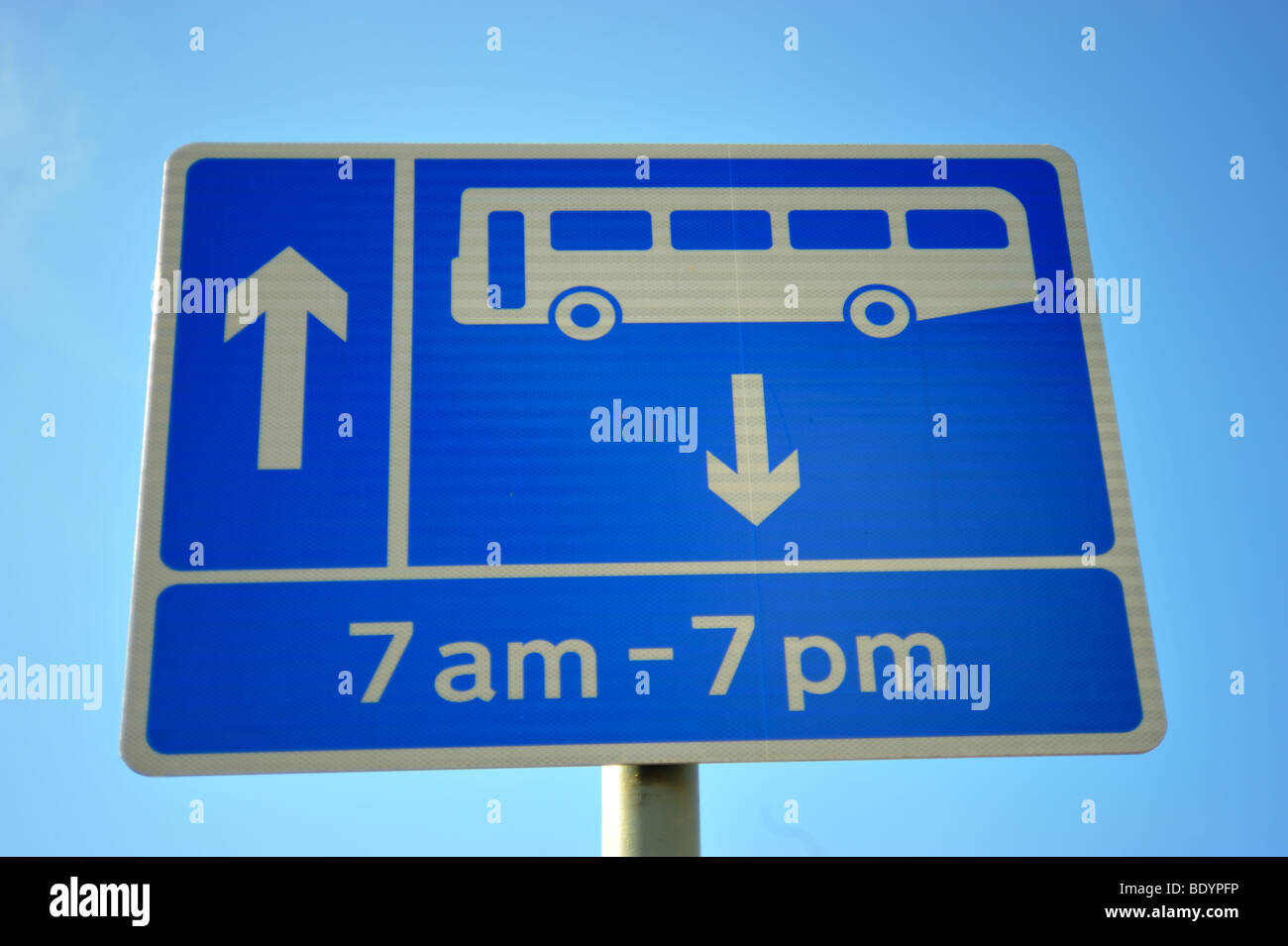 Blue bus sign hires stock photography and images Alamy