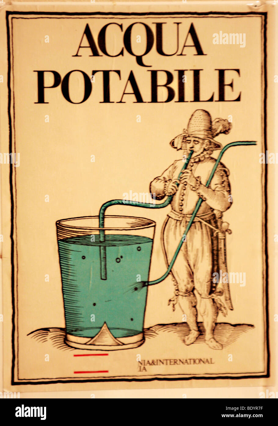 Aqua Potabile sign in Venetian hotel ,Italy,indicates that the tap water is drinkable Stock Photo