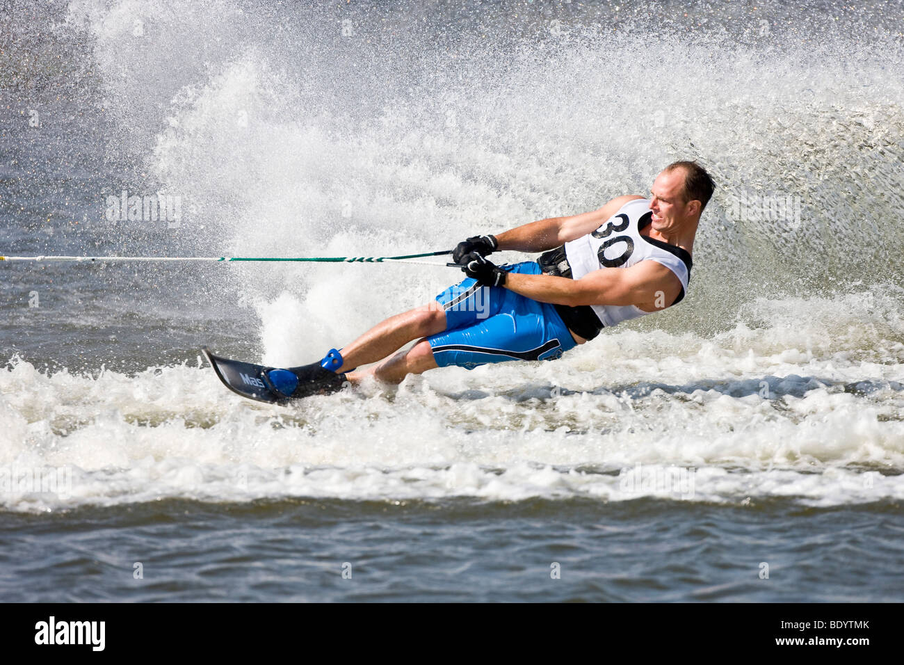 Glenn Campbell, Great Britan, high speed slalom waterskier Stock Photo
