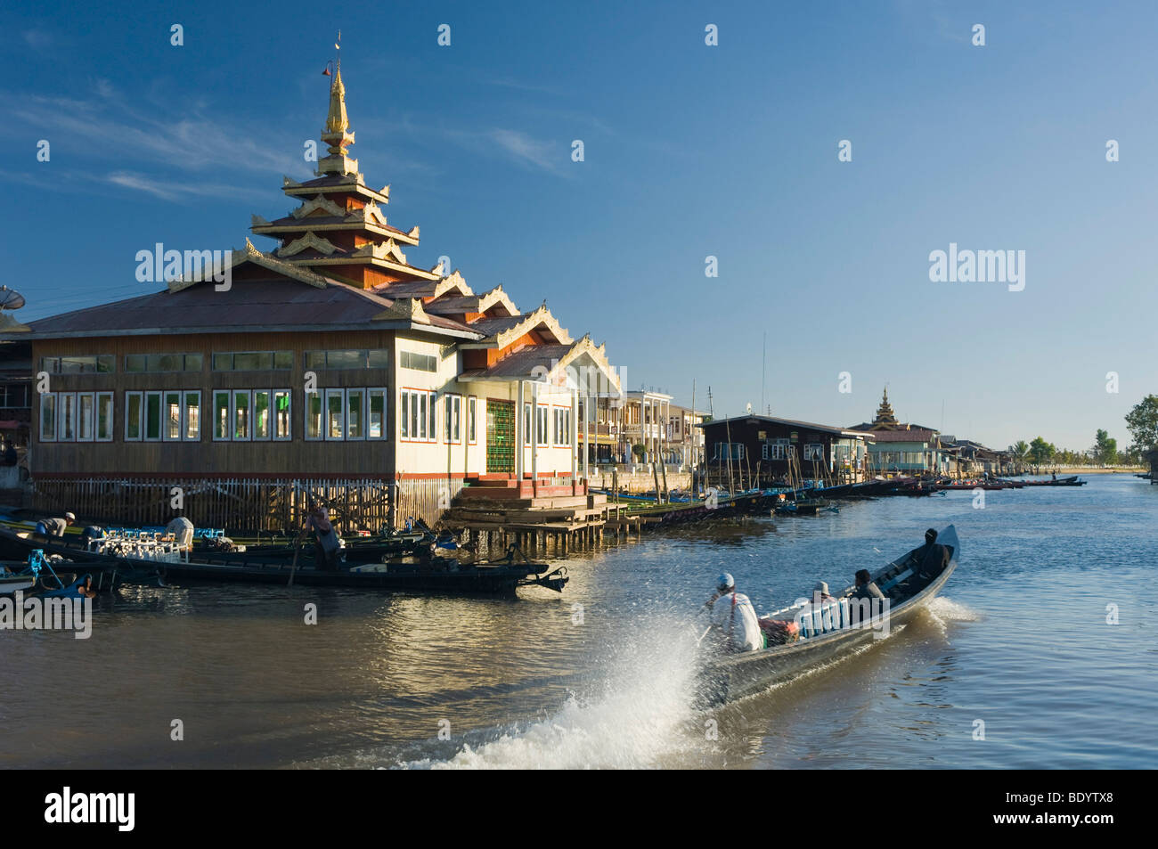 Main channel to the Inle Lake in Nyaungshwe, Shan State, Burma, Myanmar, Asia Stock Photo