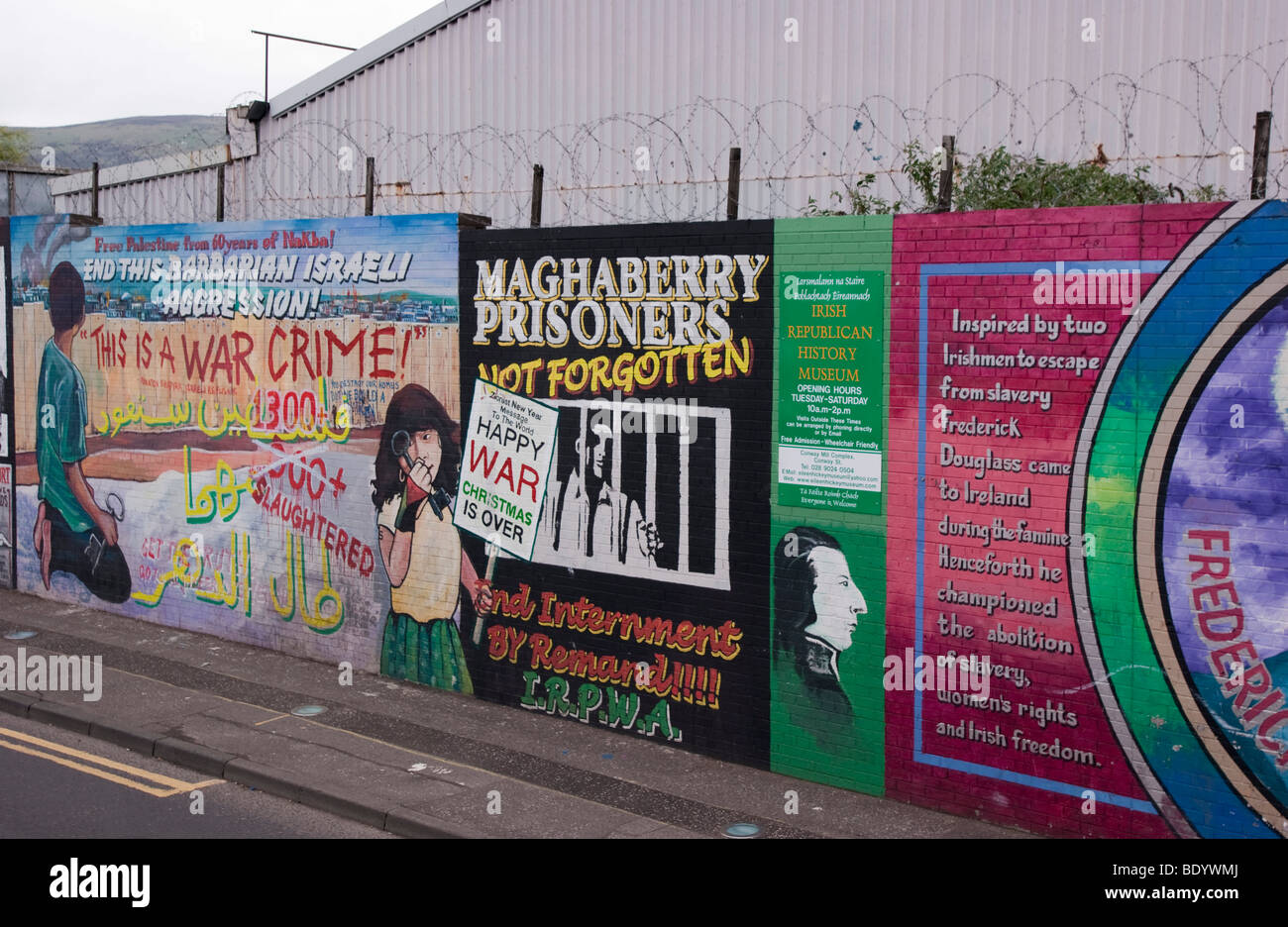 Belfast Ireland 2009 Sinn Fein and other political wall art Museum of Irish Republican History Stock Photo