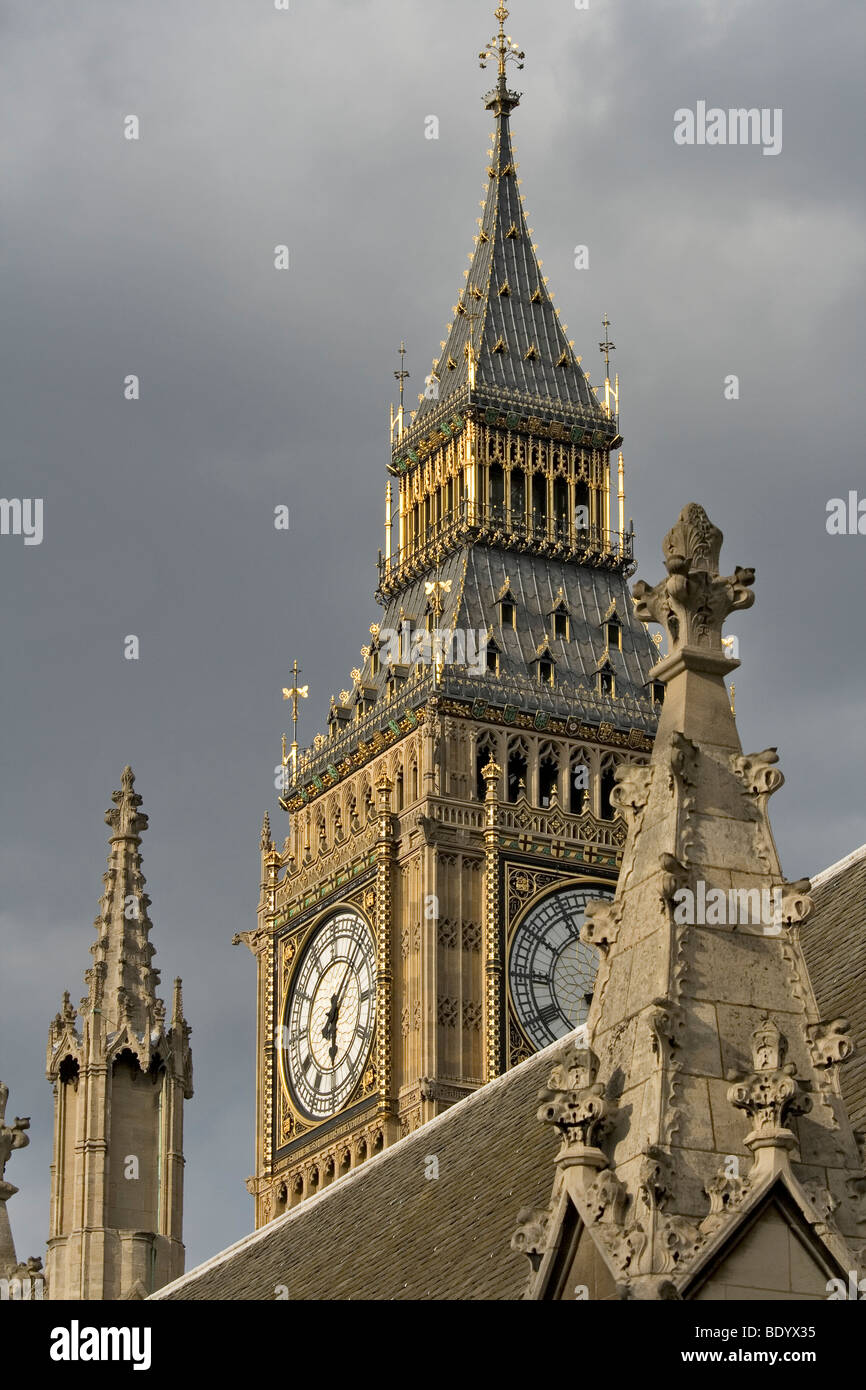 The bell tower at the Houses of Parliament, Palace of Westminster clock