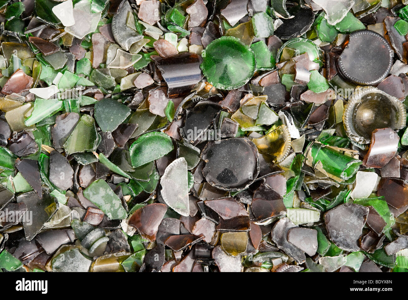Broken glass used in garden design Stock Photo Alamy
