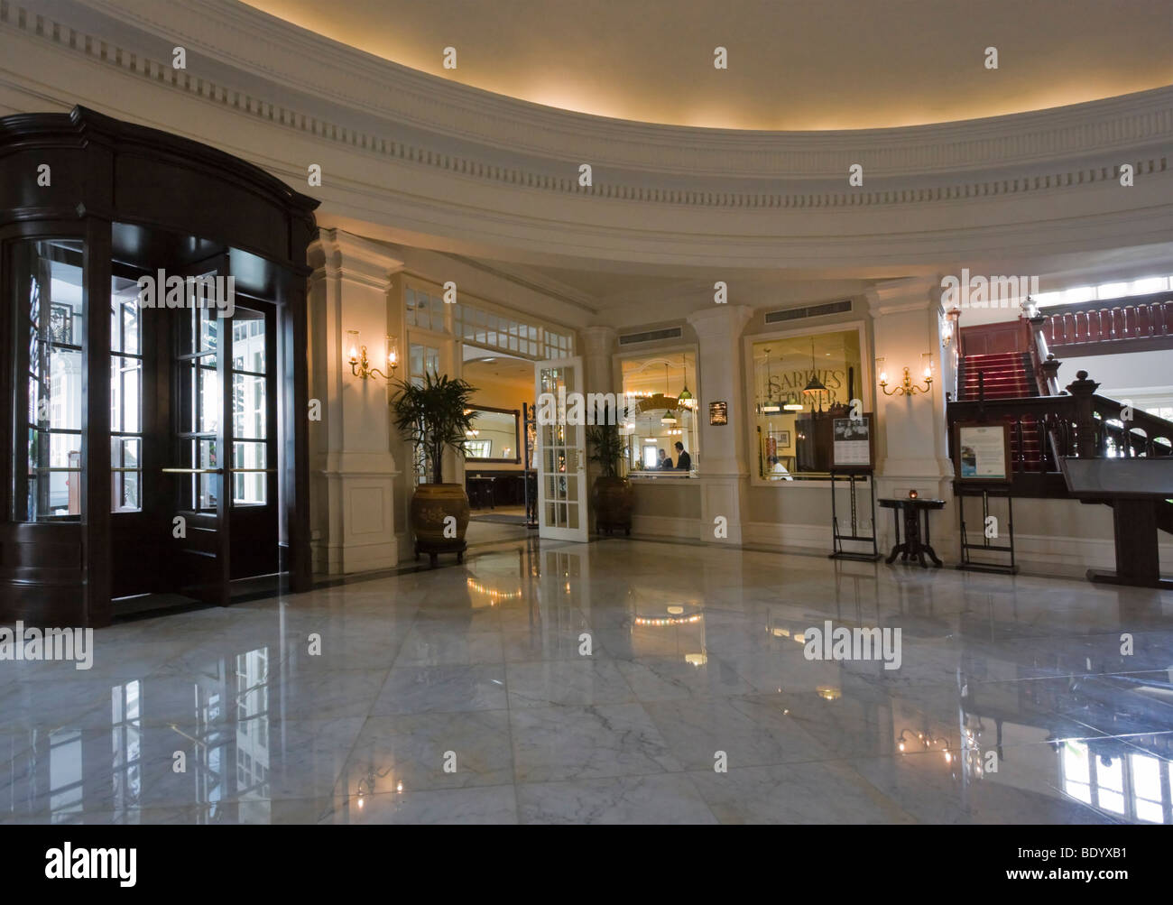 Lobby of the Eastern and Oriental Hotel, Georgetown, Penang, Malaysia. Stock Photo