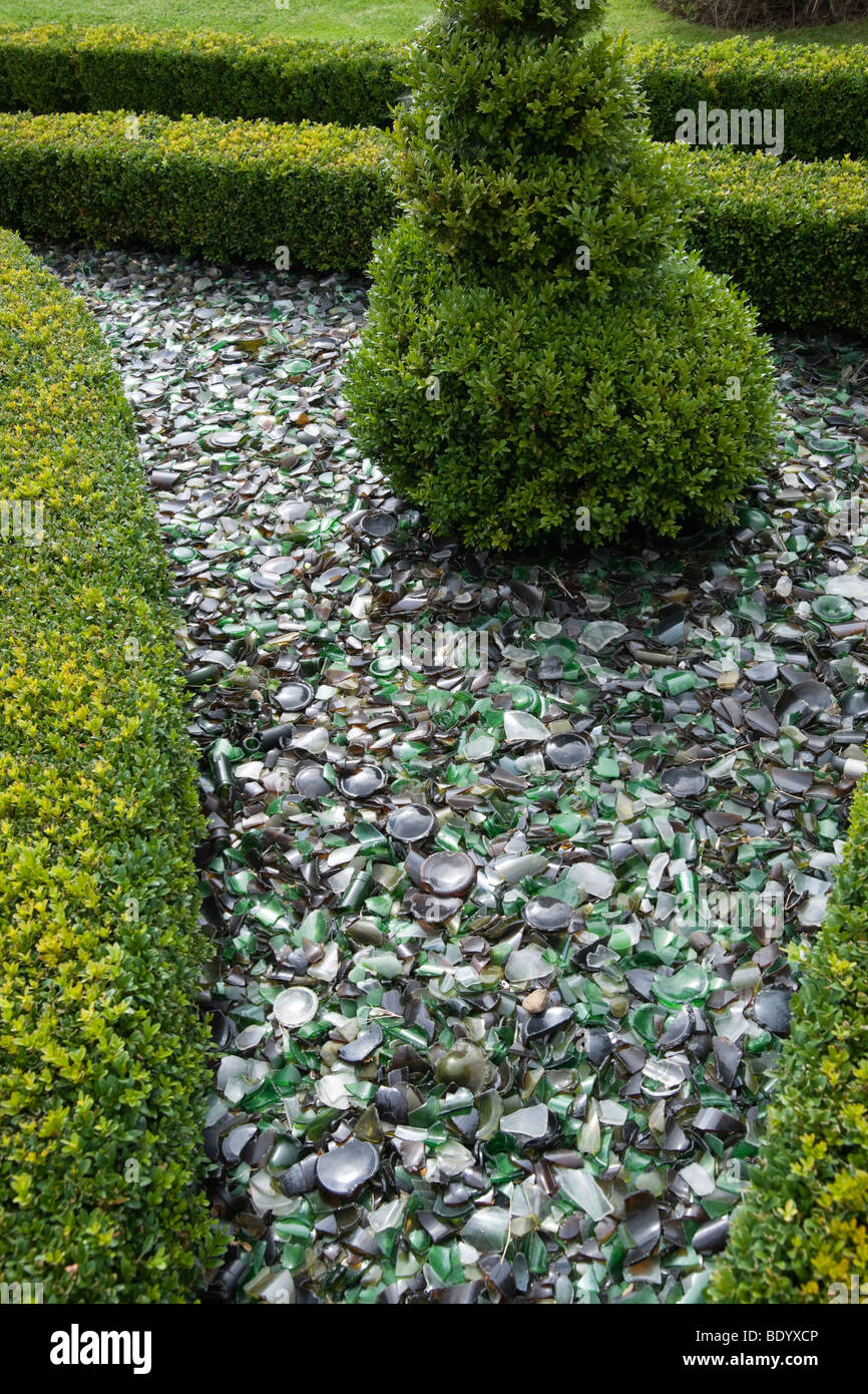 Broken glass used in garden design Stock Photo Alamy