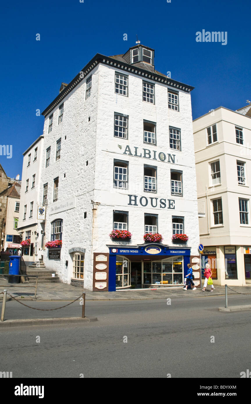 dh ST PETER PORT GUERNSEY Albion House waterfront building tavern Stock