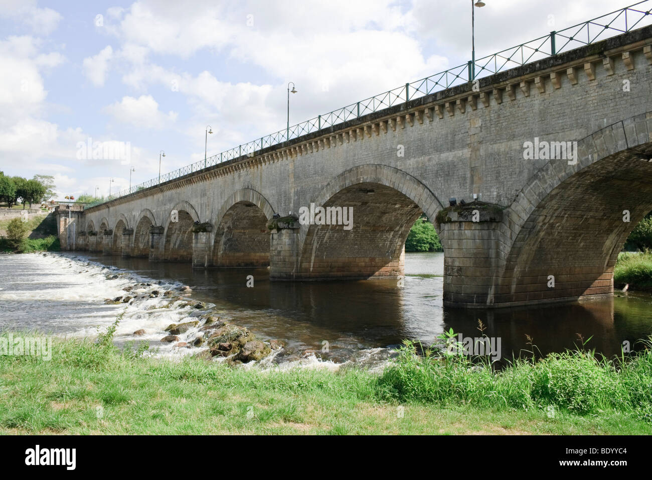 Burgundy France Canal du Centre crosses the Loire at Digoin on an aqueduct bridge Stock Photo