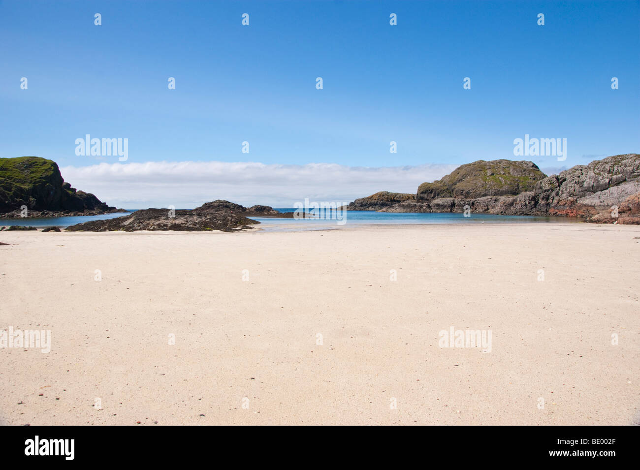 Isle of Iona Scotland - summer rocks sea and sand White Beach Port Ban Stock Photo