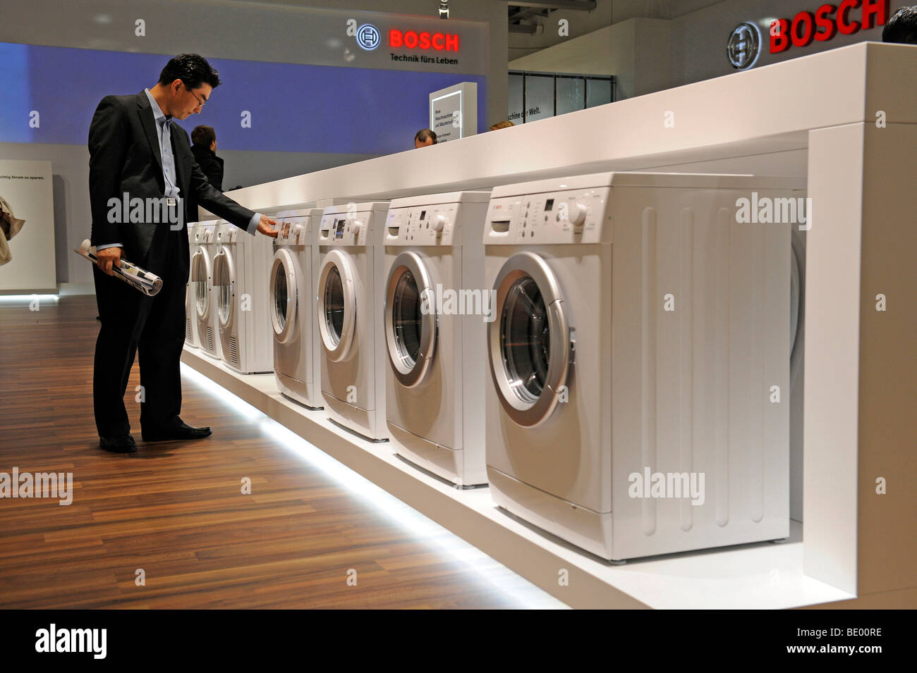 Washing machines by Bosch at the IFA Internationale Funkaustellung consumer  electronics fair 2009 in Berlin, Germany, Europe Stock Photo - Alamy