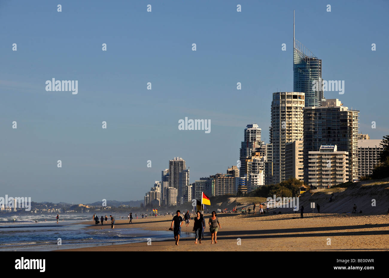 Highrise buildings, beach, Main Beach, Surfers Paradise, Gold Coast