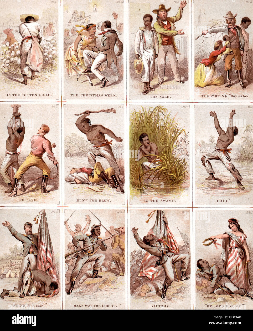 Journey of a slave from the plantation to the battlefield Stock Photo