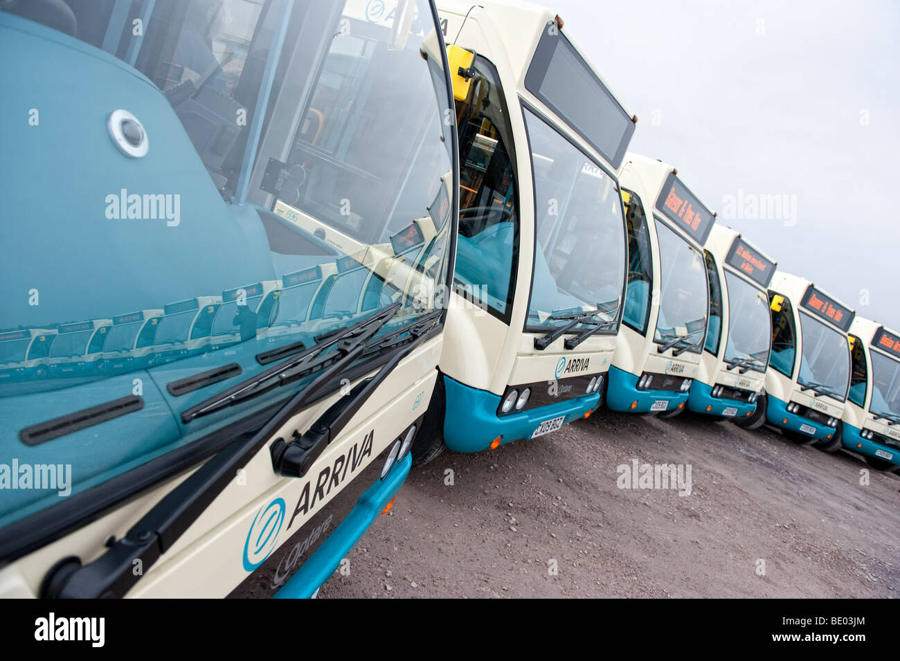 Fleet of brand new buses belonging to Arriva North Wales Stock Photo