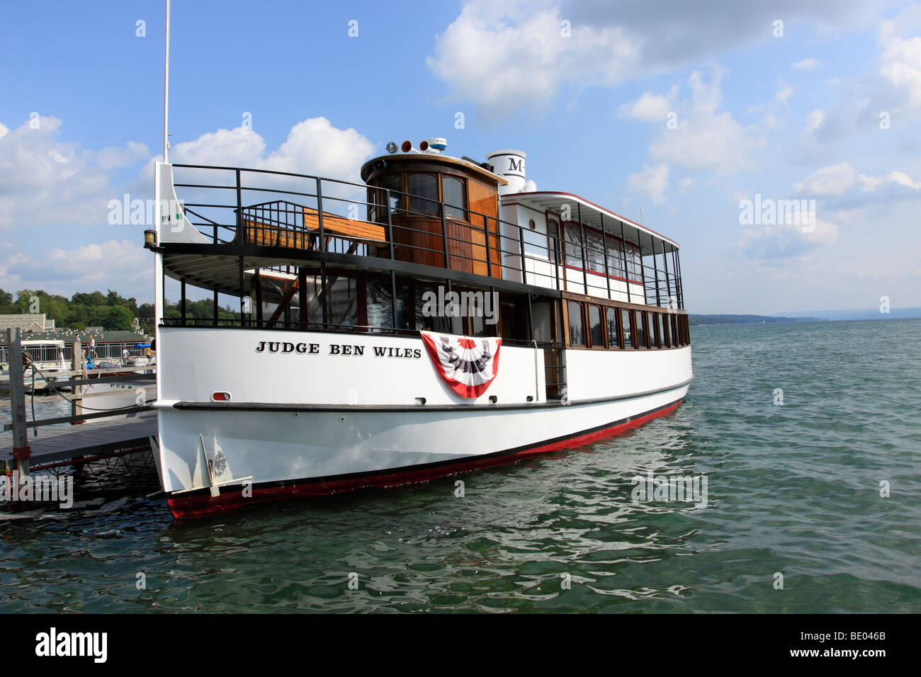 The Judge Ben Wiles sightseeing boat, Lake Skaneateles, one of the 7 Finger Lake, Skaneateles, NY Stock Photo