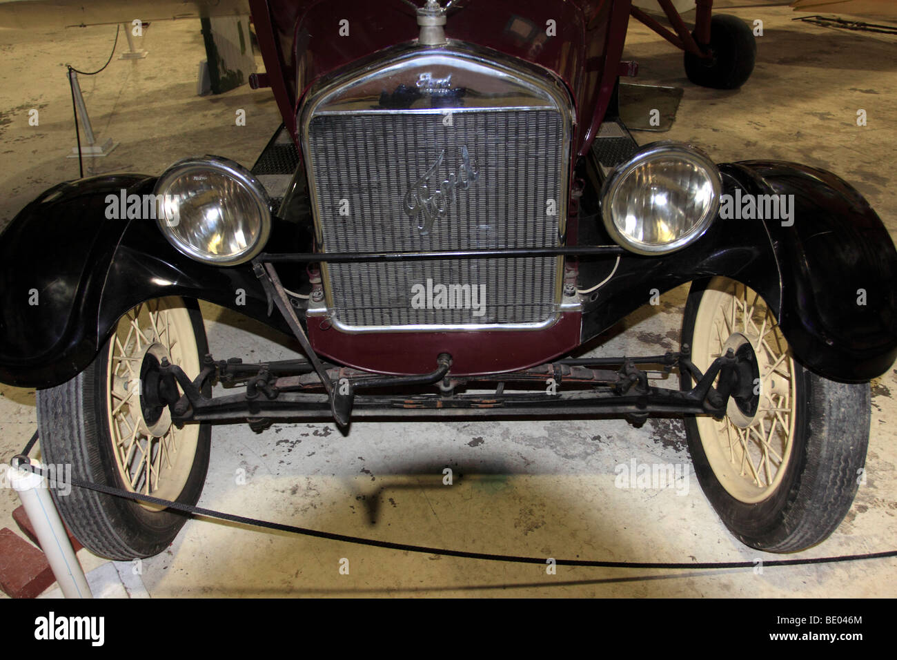 Front end of a 1927 Ford Model T Sedan, on display at the historic Old Rhinebeck Aerodrome Museum, Rhinebeck, NY Stock Photo