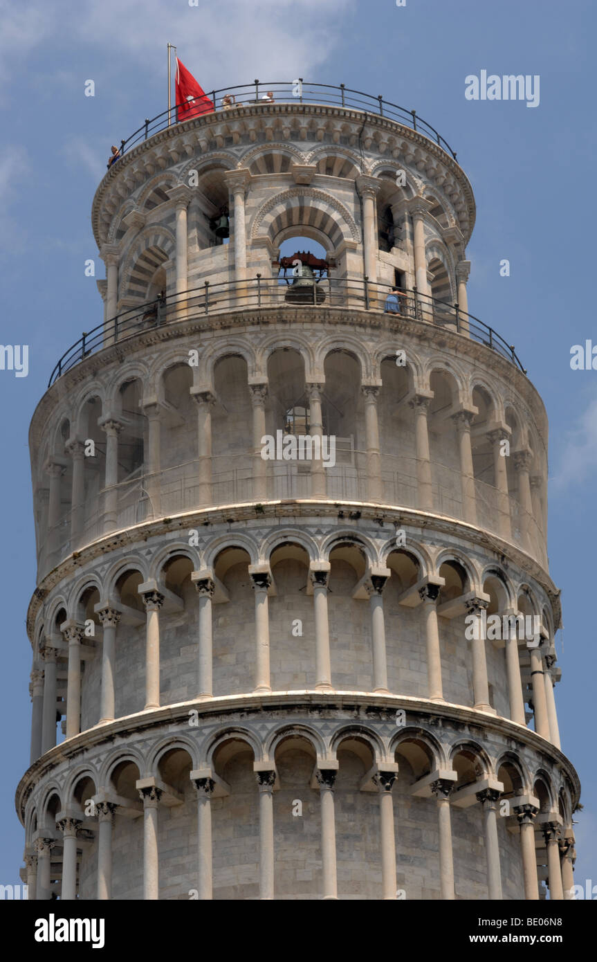 Top of the Leaning Tower of Pisa, Tuscany, Italy Stock Photo