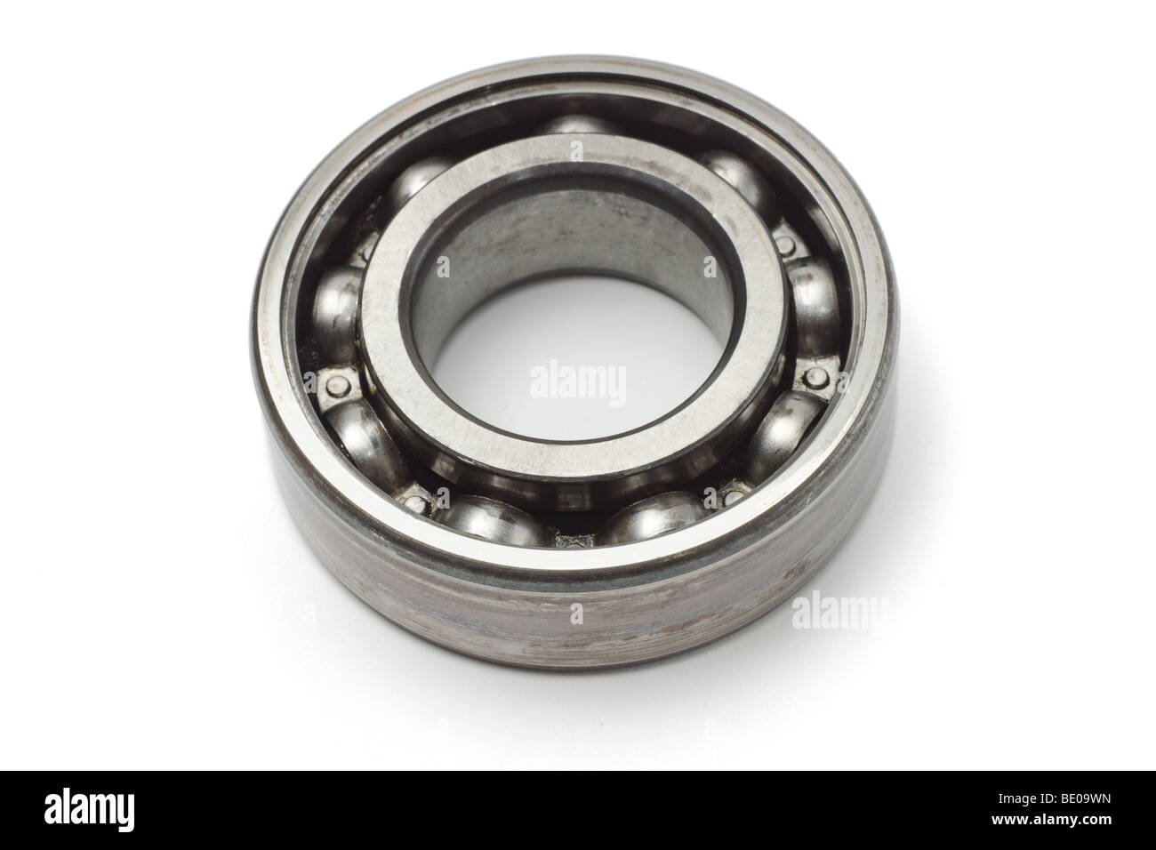 Metal ball bearing on white background Stock Photo