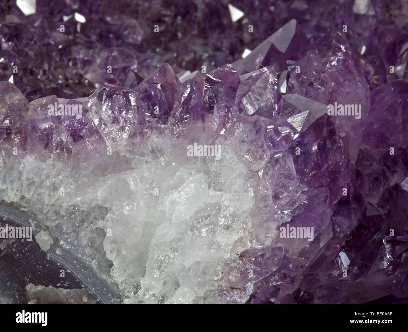 Amethyst Gemstone formation Stock Photo