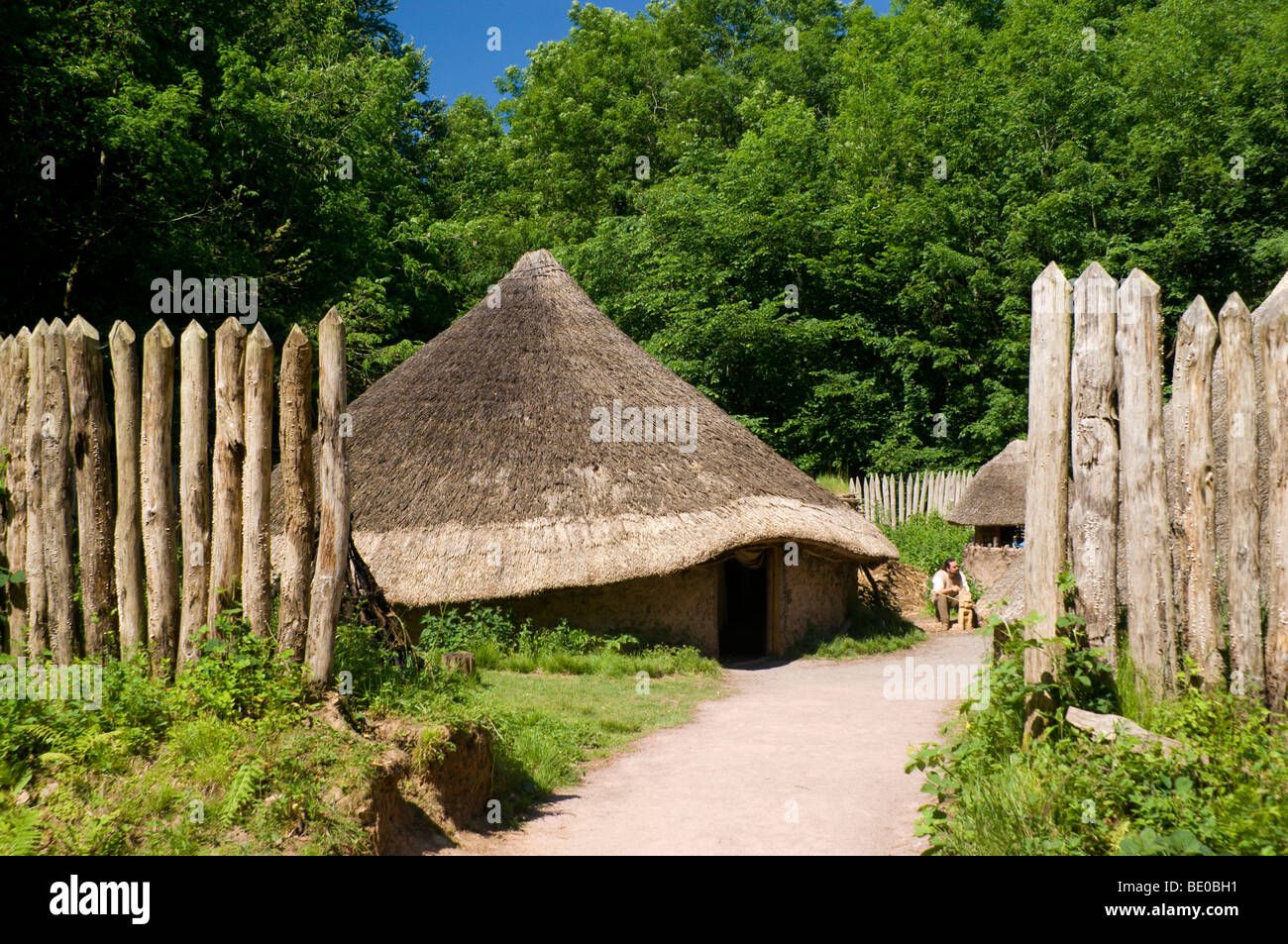 reconstruction of celtic village national history museum amgueddfa werin cymru st fagans cardiff south wales Stock Photo