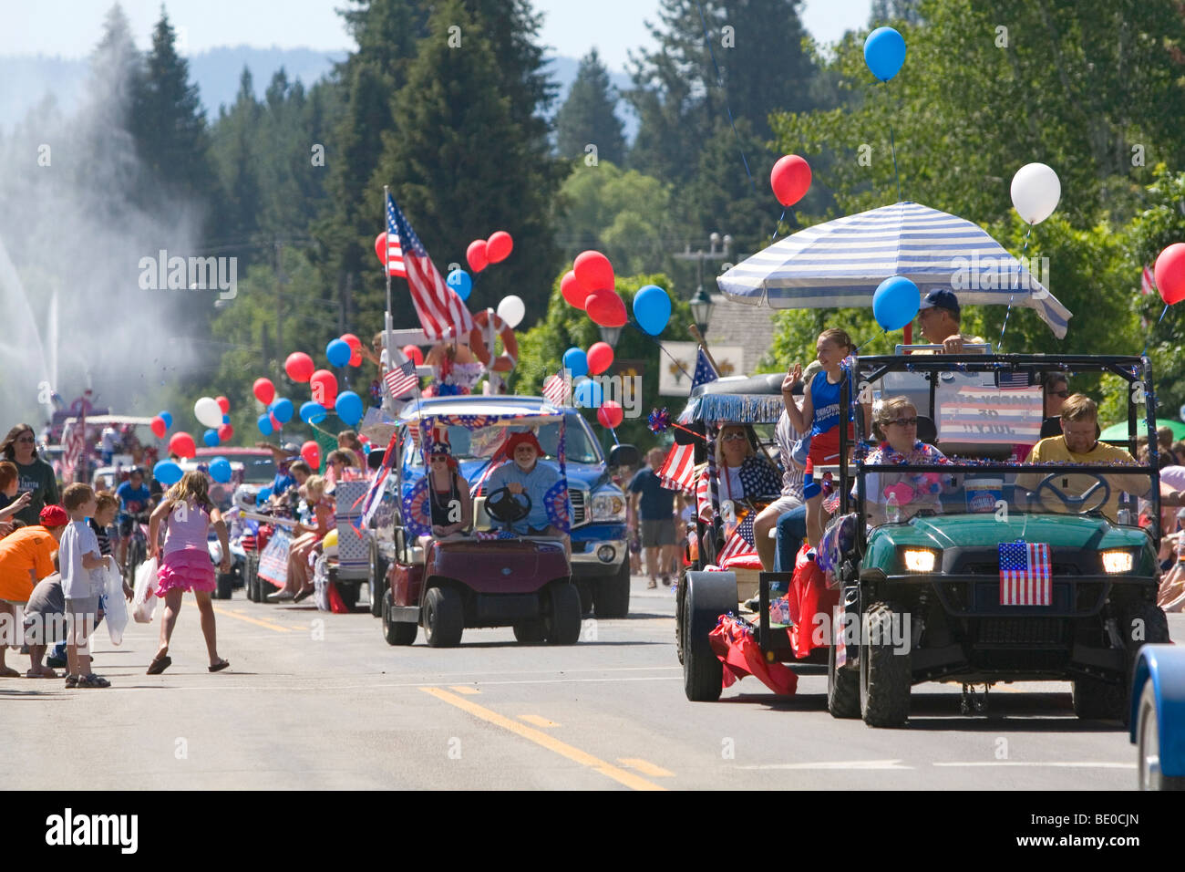 4th of July parade in Cascade, Idaho, USA. Stock Photo