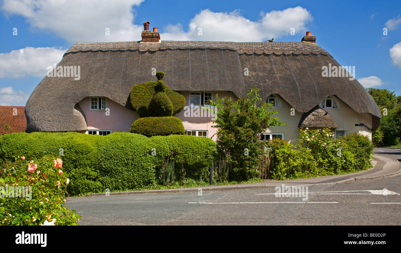 Thatched Cottage at Winterbourne, Wiltshire Stock Photo
