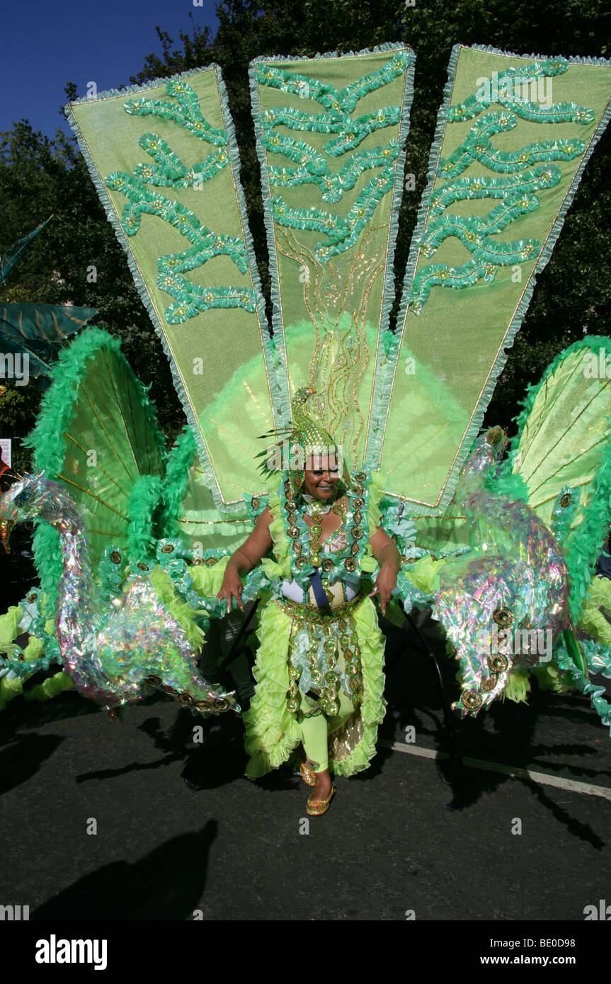 Carnival Butterfly Woman in the Notting Hill Carnival Parade 2009 Stock Photo