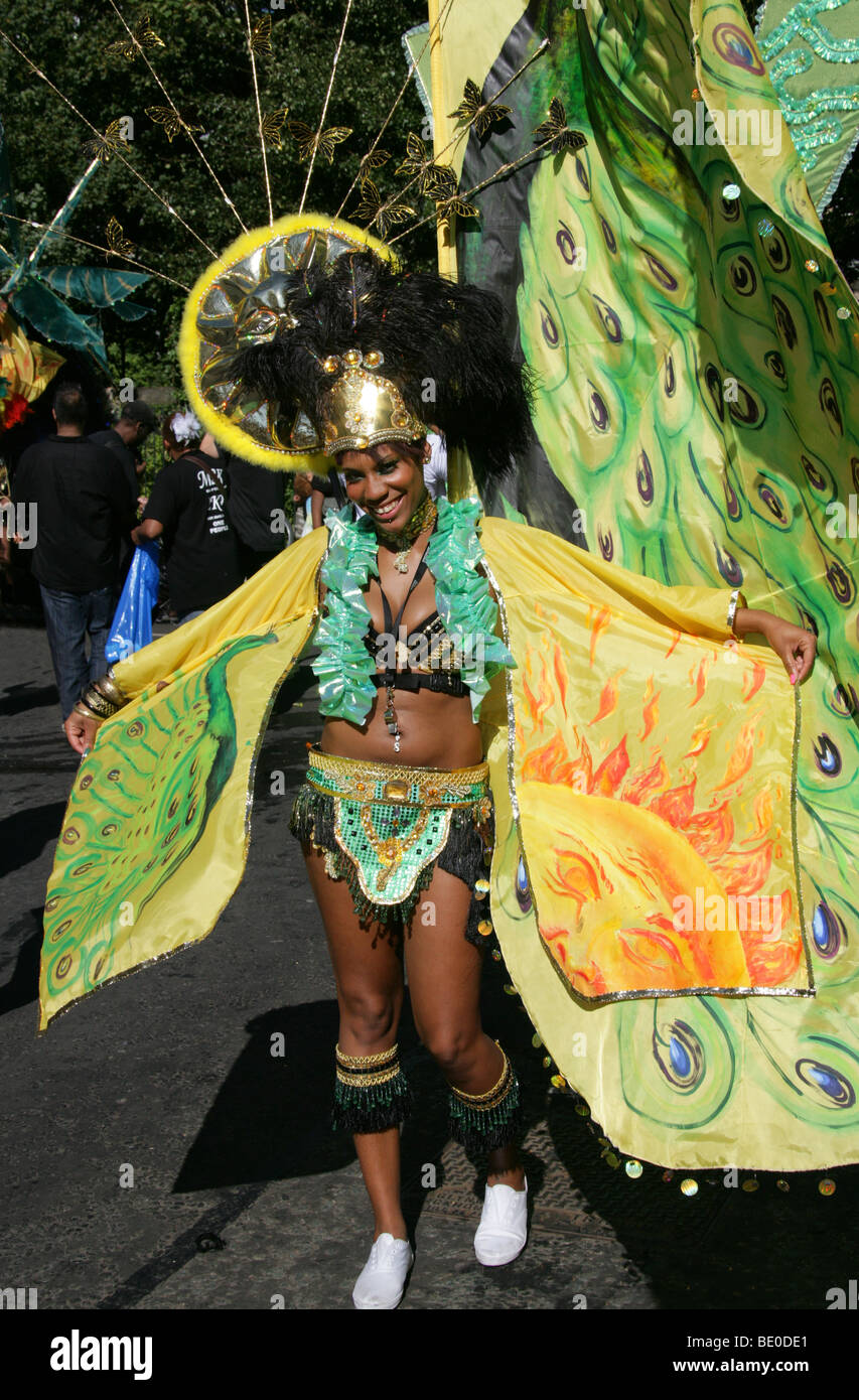 Carnival Butterfly Girl in the Notting Hill Carnival Parade 2009 Stock Photo