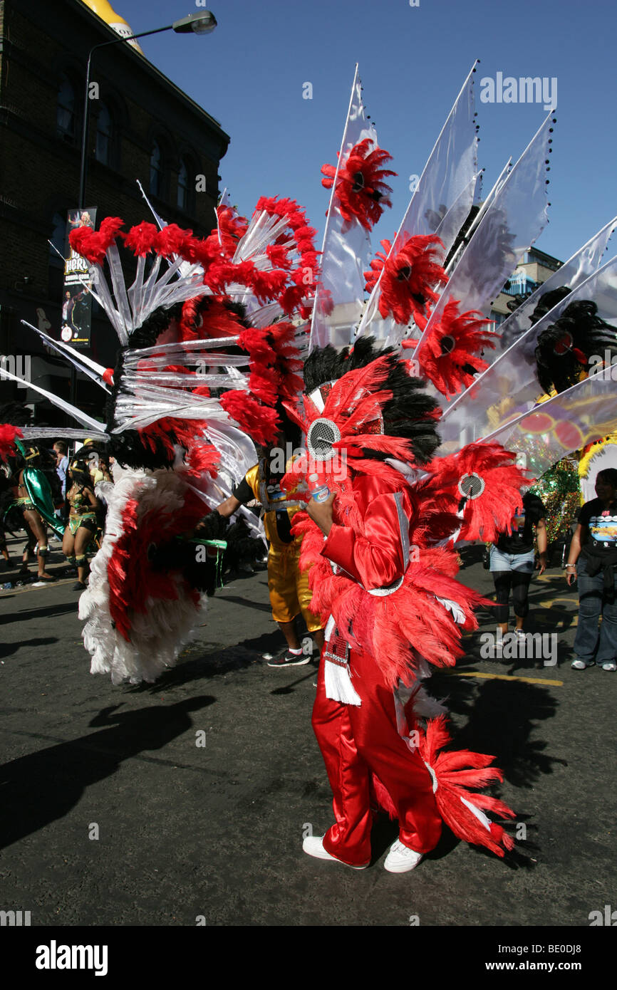 Red Indian Carnival Figure in the Notting Hill Carnival Parade 2009 Stock Photo