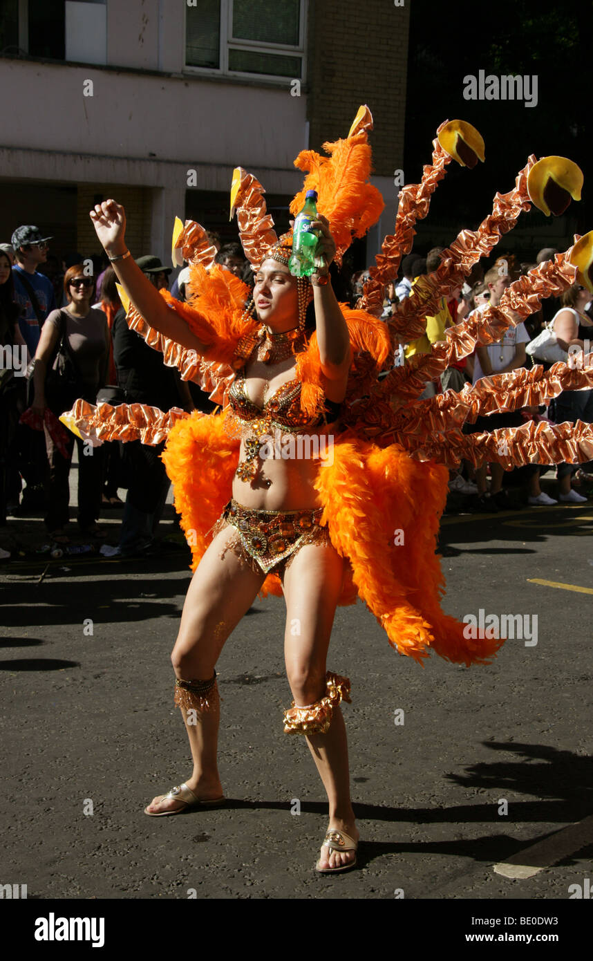 Carnival Dancer in the Notting Hill Carnival Parade 2009 Stock Photo