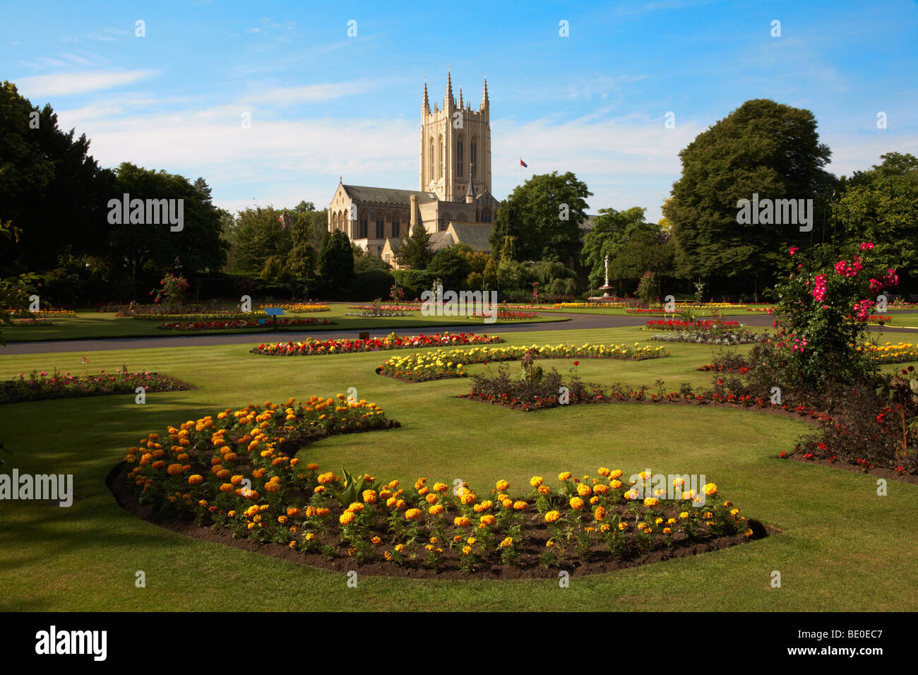 Great Britain England Bury St Edmunds Suffolk St Edmundsbury Cathedral view from Abbey gardens Stock Photo