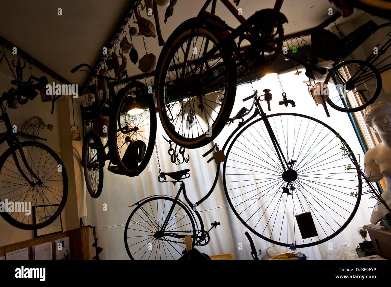 Old Victorian bicycle in the attic, London, United Kingdom Stock Photo
