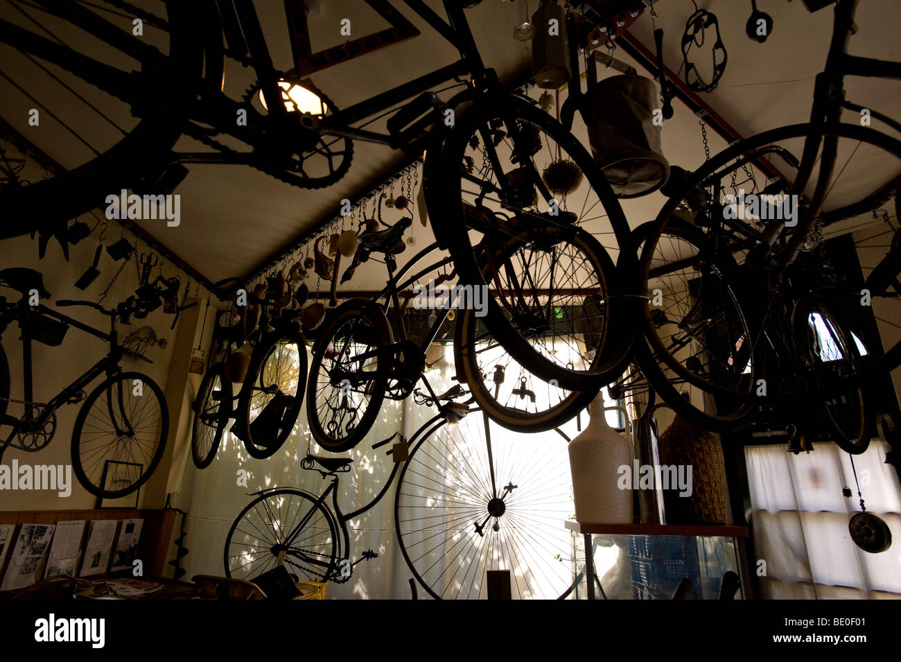 Old Victorian bicycle in the attic, London, United Kingdom Stock Photo