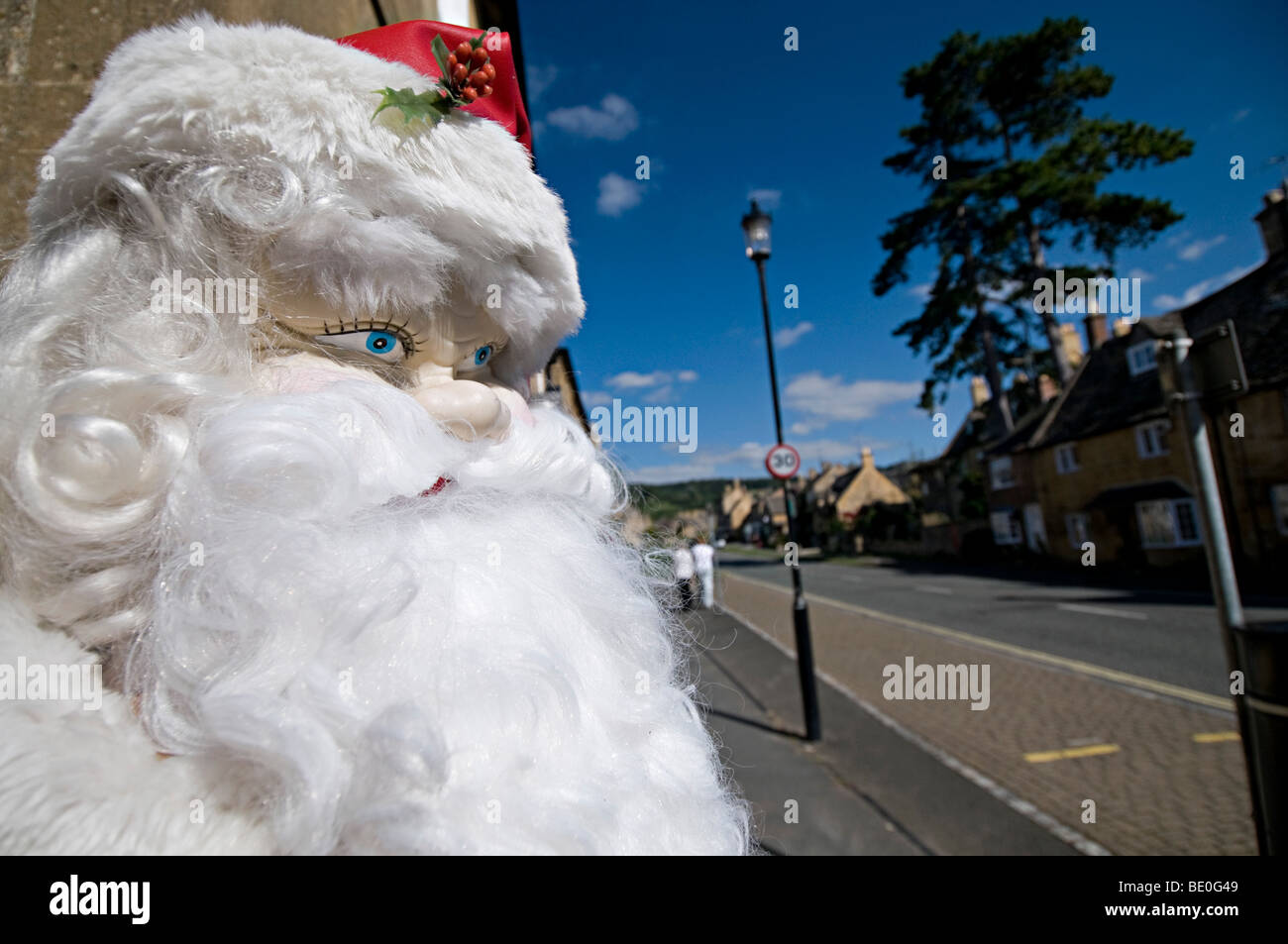 father Christmas at the Christmas shop in Broadway cotswolds Stock Photo Alamy