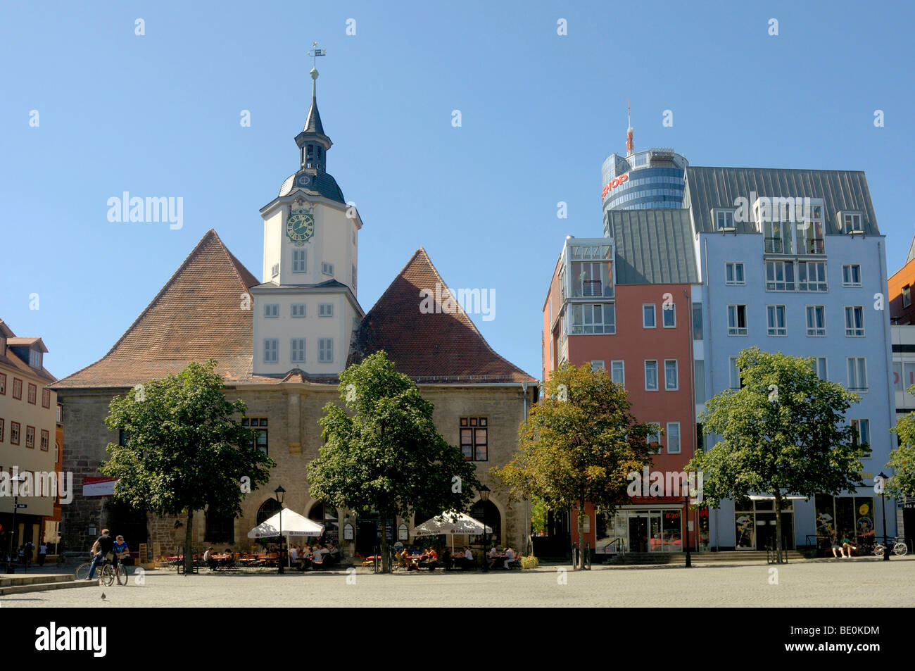 Market square with town hall, Jena, Thuringia, Germany, Europe Stock Photo