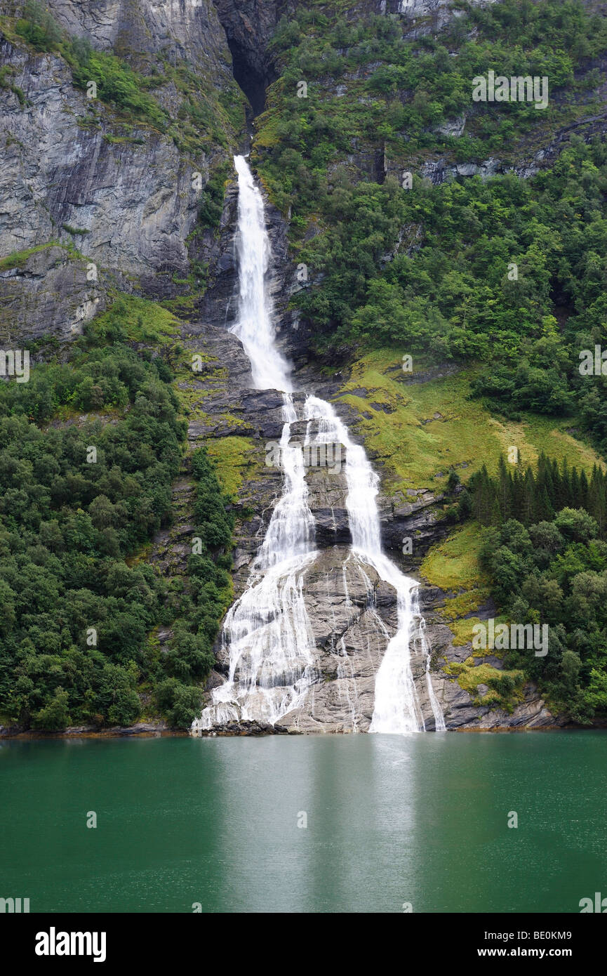 'The Suitor' waterfall in the Geirangerfjord, Norway, Scandinavia, Northern Europe, Europe Stock Photo