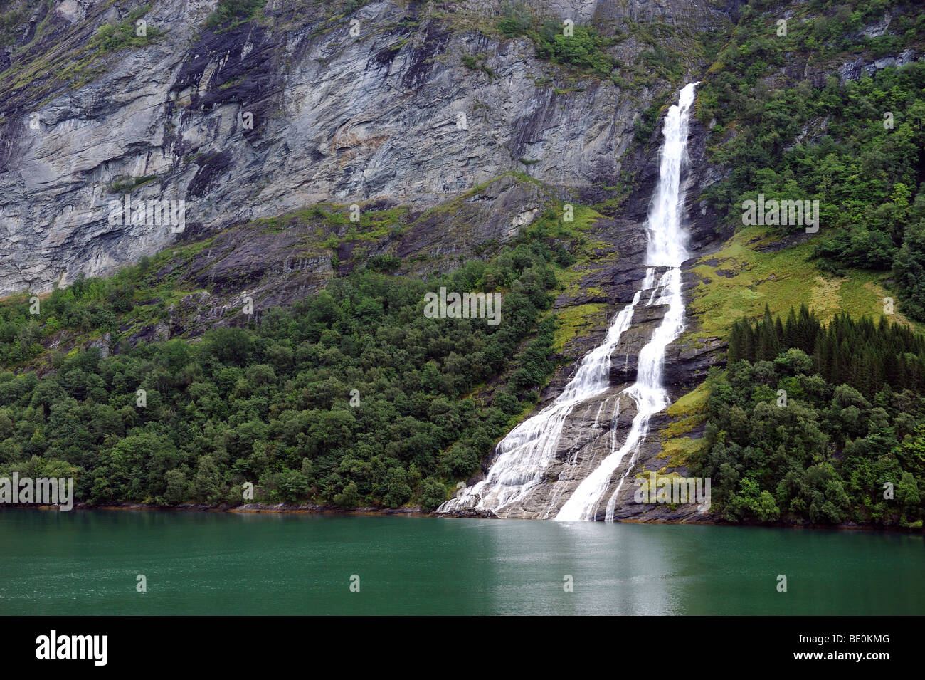 'The Suitor' waterfall in the Geirangerfjord, Norway, Scandinavia, Northern Europe, Europe Stock Photo