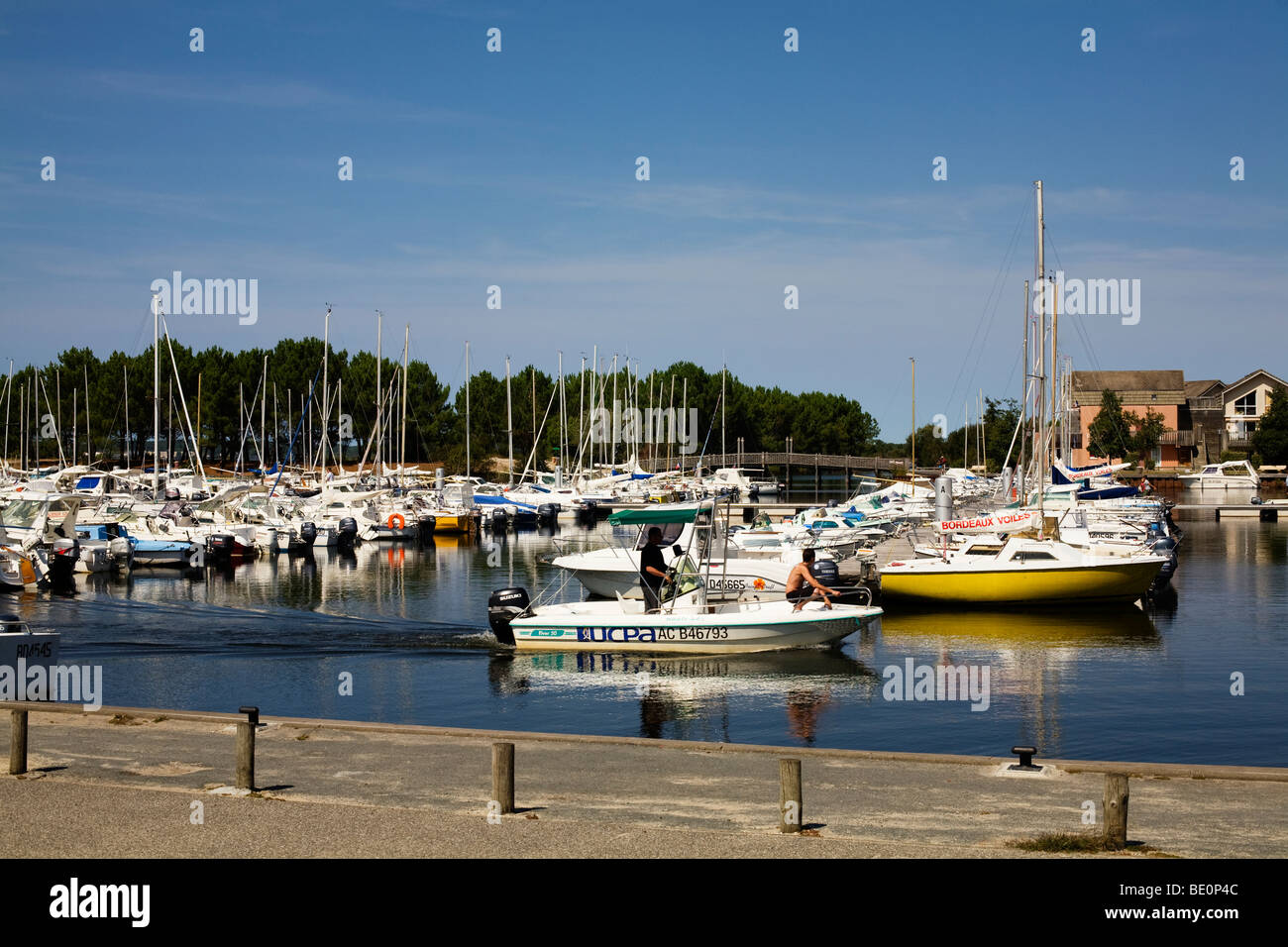 The Marina at Hourtin Port on Lac d'Hourtin in the Medoc Ocean region of Bordeaux in France Stock Photo