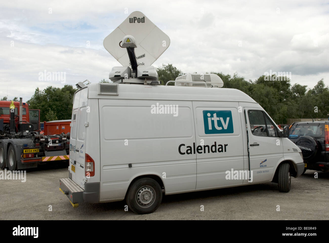 ITV Calendar satellite outside broadcast van Stock Photo