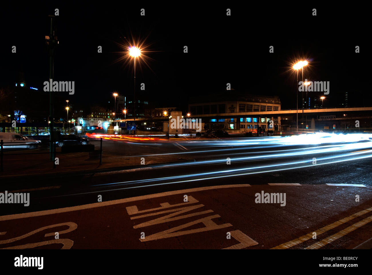 Liverpool to Birkenhead Mersey Tunnel entrance at night with car