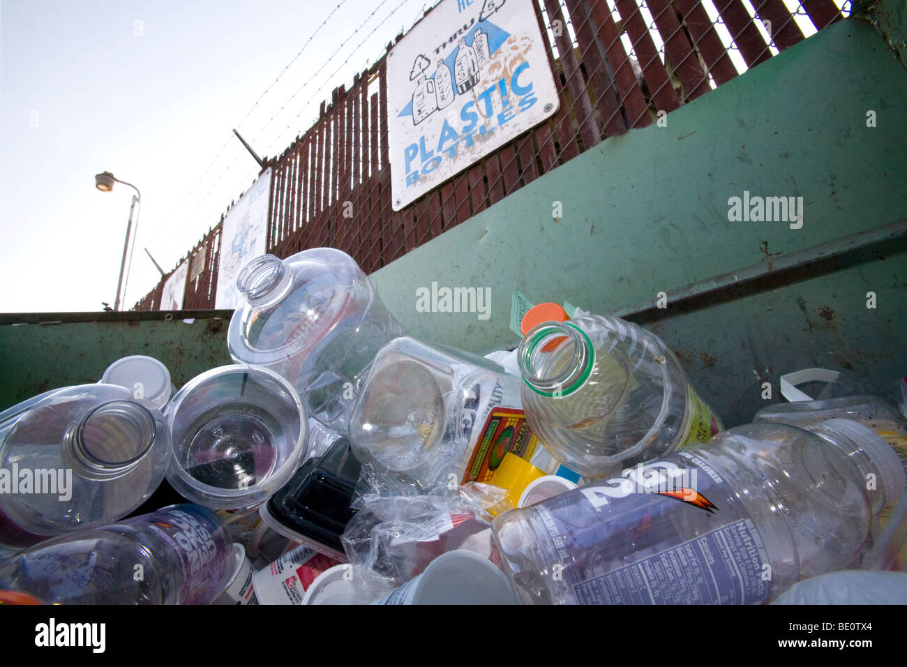 Plastic bottles in a recycling bin, Santa Monica, Los Angeles