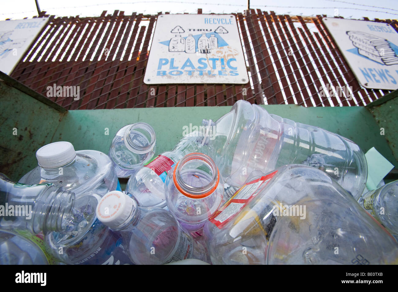 Plastic bottles in a recycling bin, Santa Monica, Los Angeles
