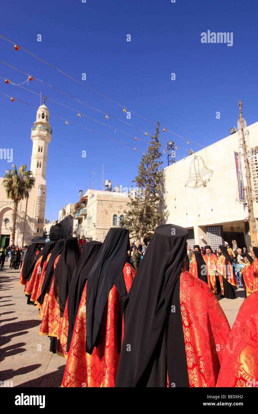 Bethlehem, the Greek Orthodox Christmas procession in Manger Square