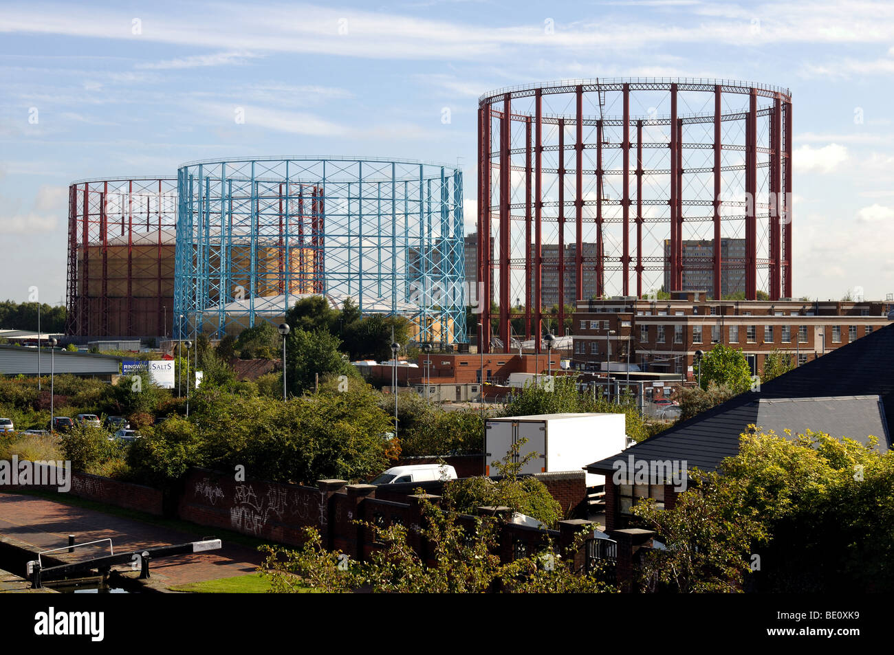 Gasometers at Saltley Gas Works, Birmingham, West Midlands, England, UK