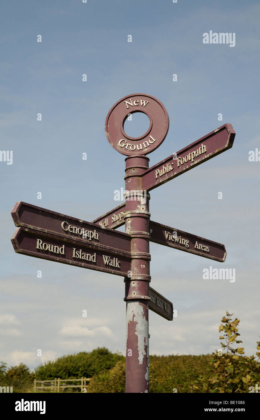 Old metal signpost at New Ground on the Isle of Portland Dorset England ...