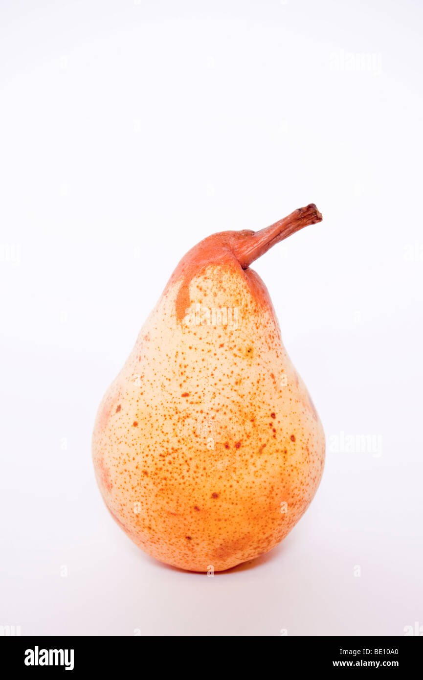 A close up of a pear on a white background Stock Photo