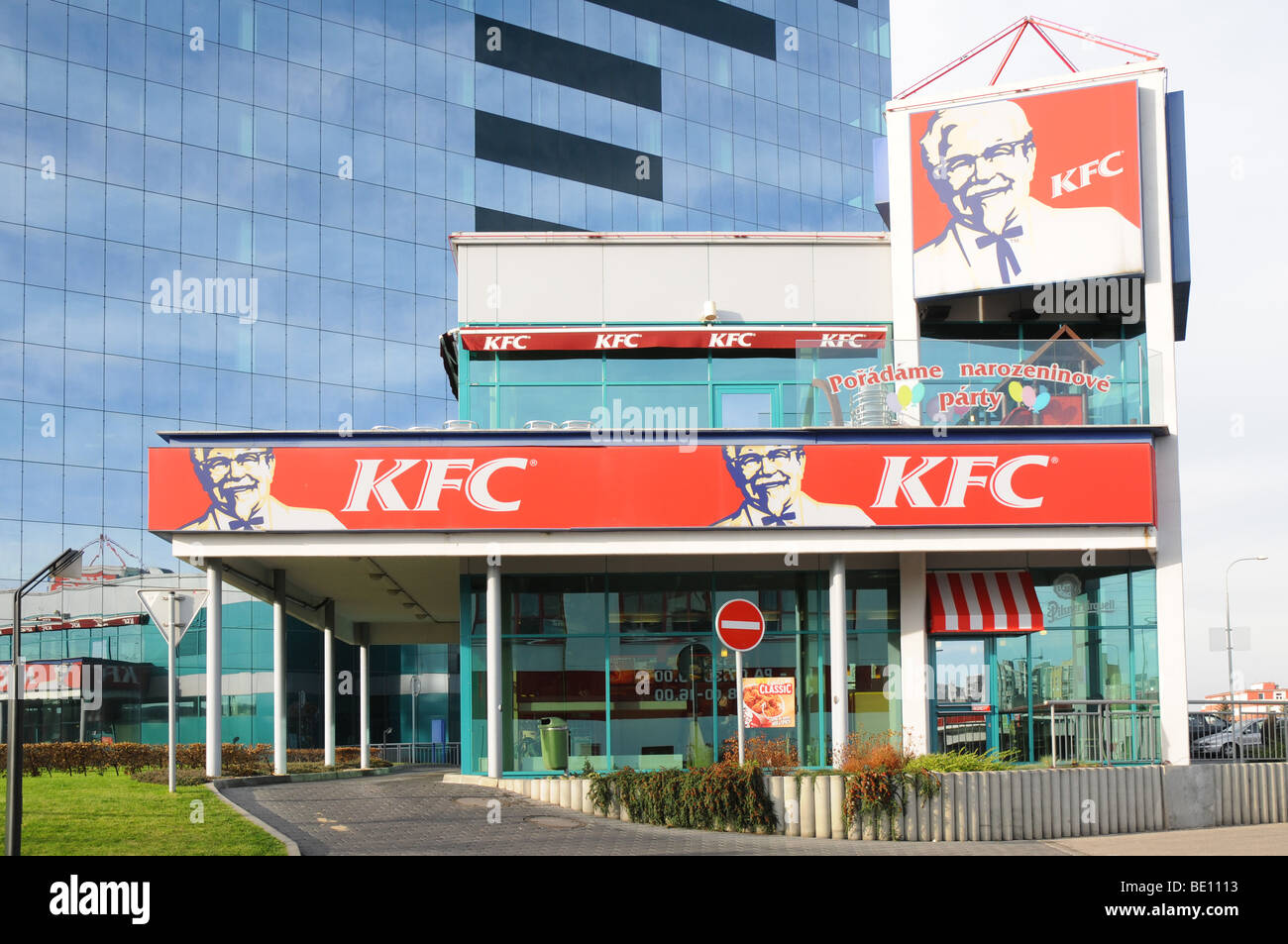 KFC fast-food drive thru in Prague 4 - Chodovec. Stock Photo