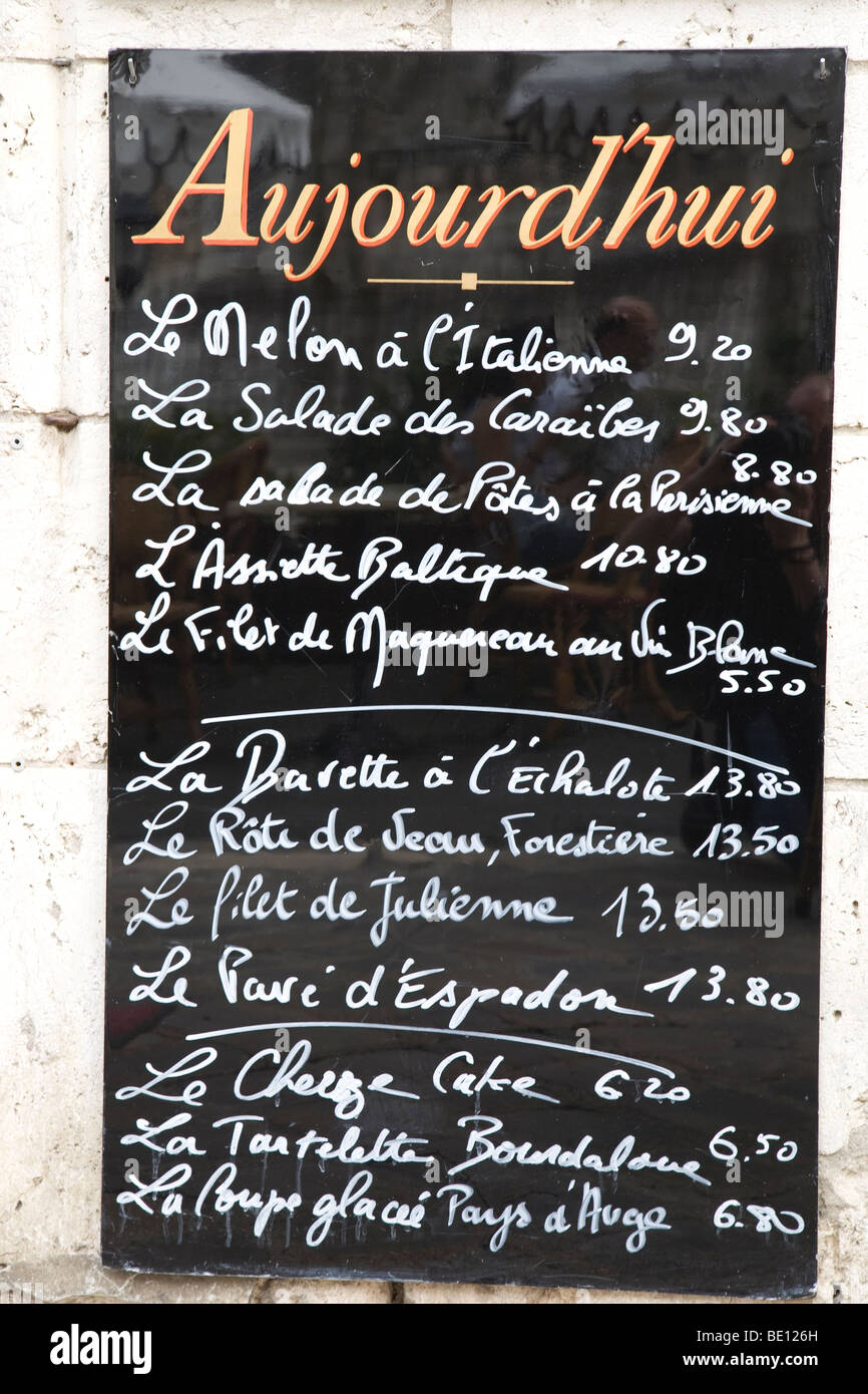 French Food Menu, Chartres, France Stock Photo