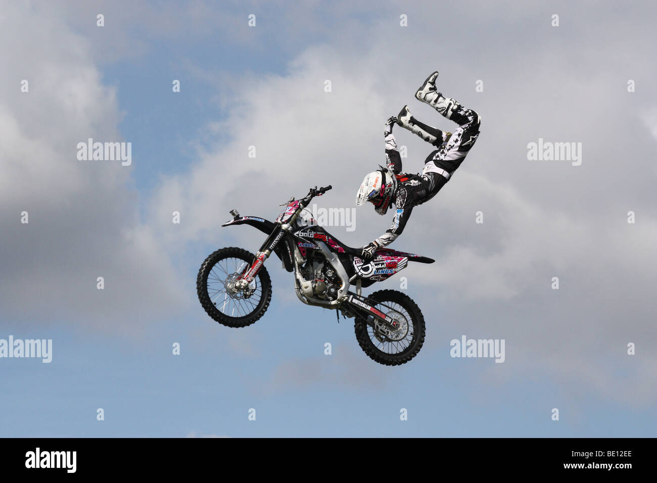 Motor cycle stunt display Romsey Show Hampshire UK 2009 Stock Photo