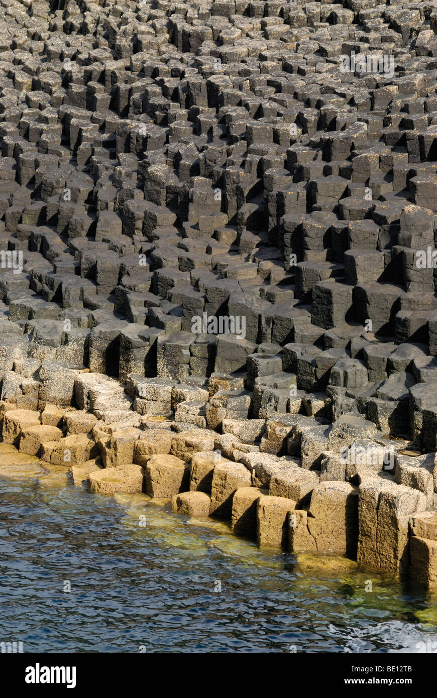 Hexagonal columnar basalt, Isle of Staffa, Scotland, UK Stock Photo