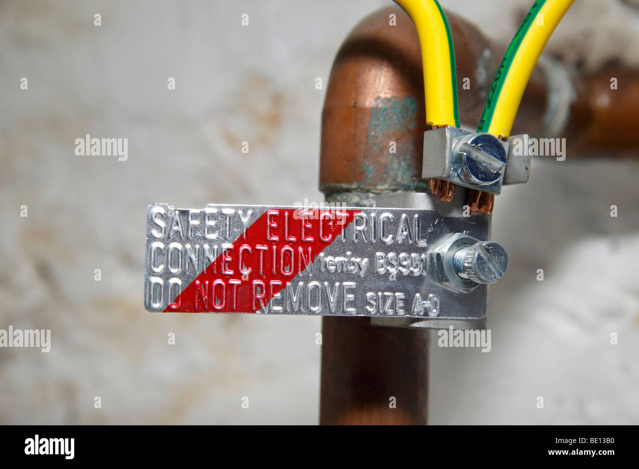 Safety electrical connection earth warning Stock Photo Alamy